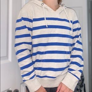Blue and White striped hoodie